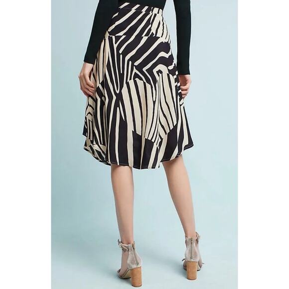 Anthropologie Maeve Ava Zebra Printed A Line Skirt  2 Classy Boho Knee Length - Picture 8 of 8